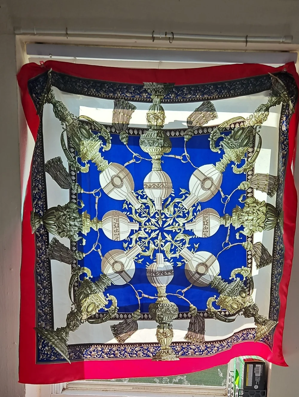 Vintage 100% Silk Decorative Ladies Scarf With Baroque Design